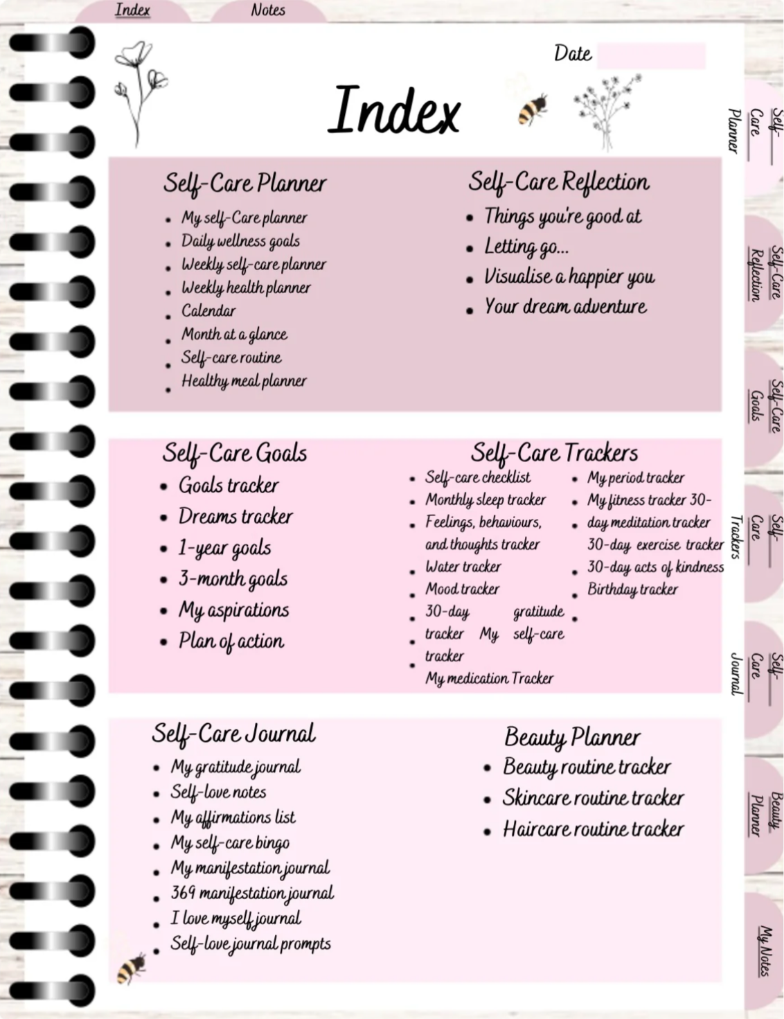 Self Care Planner